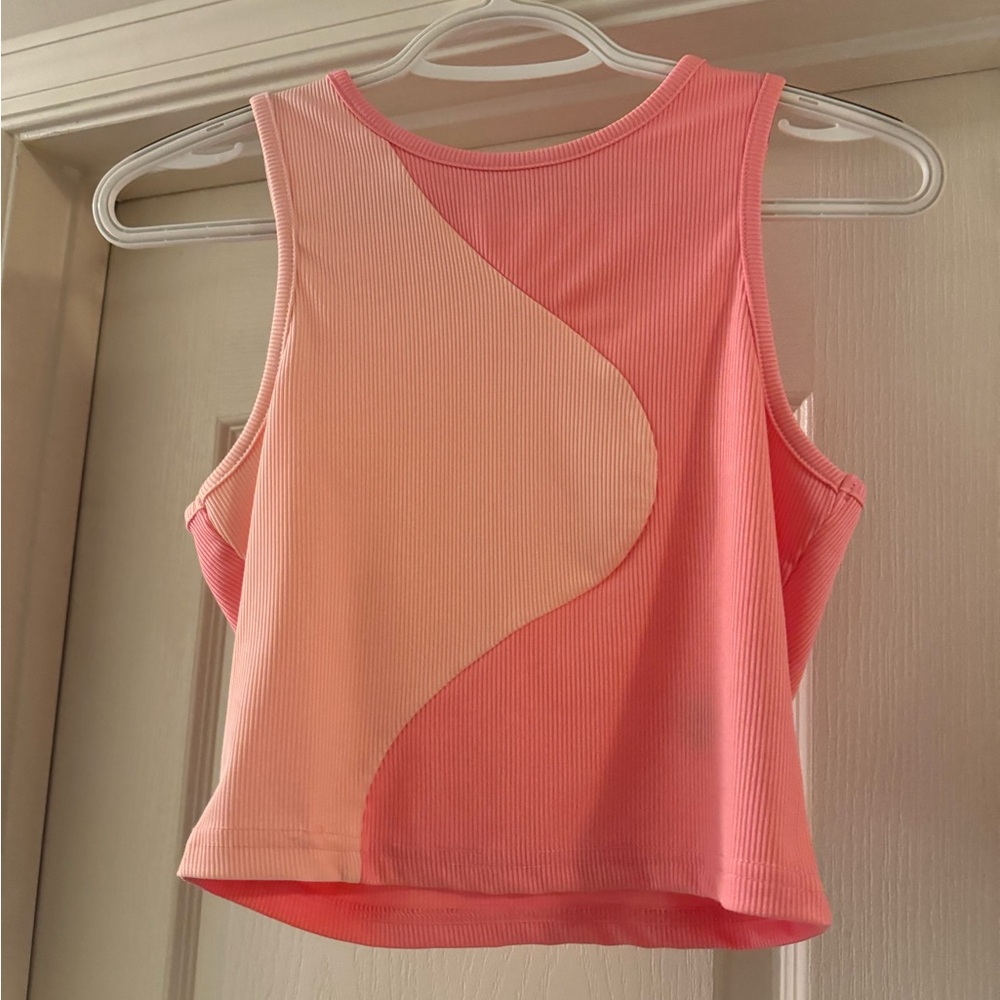 Pink and Peach Colorblock Crop Top